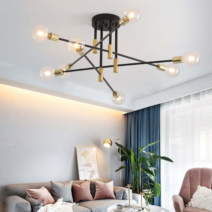 Lampa sufitowa Sputnik z wieloma ramionami i kulistymi żarówkami
