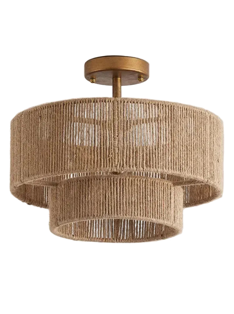 Lampa sufitowa boho trzypoziomowa z naturalnego sznurka