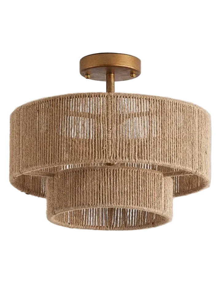 Lampa sufitowa boho trzypoziomowa z naturalnego sznurka