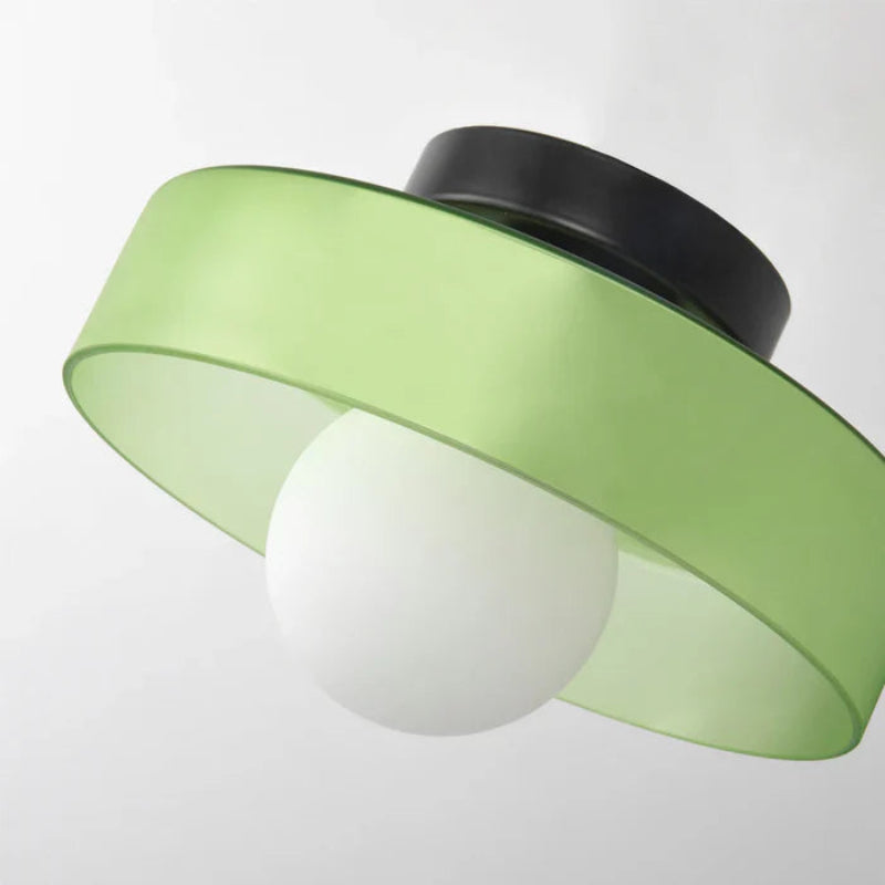 Lampa sufitowa i ścienna LED z kloszem w kształcie dysku i mleczną kulą