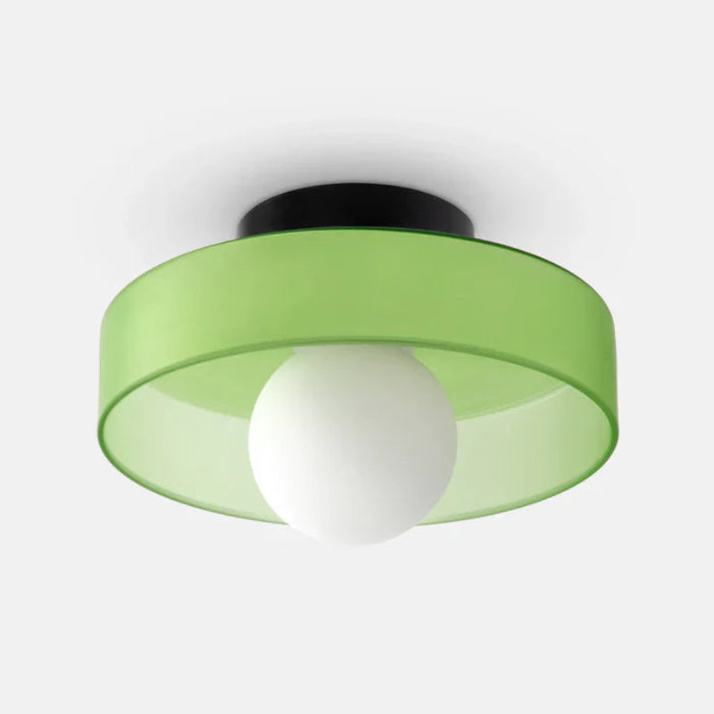 Lampa sufitowa i ścienna LED z kloszem w kształcie dysku i mleczną kulą