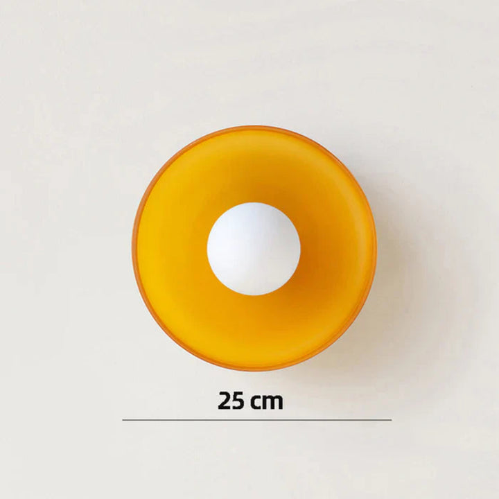 Lampa sufitowa i ścienna LED z kloszem w kształcie dysku i mleczną kulą