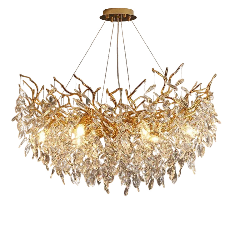 Lampa sufitowa z eleganckim kryształowym zawieszeniem