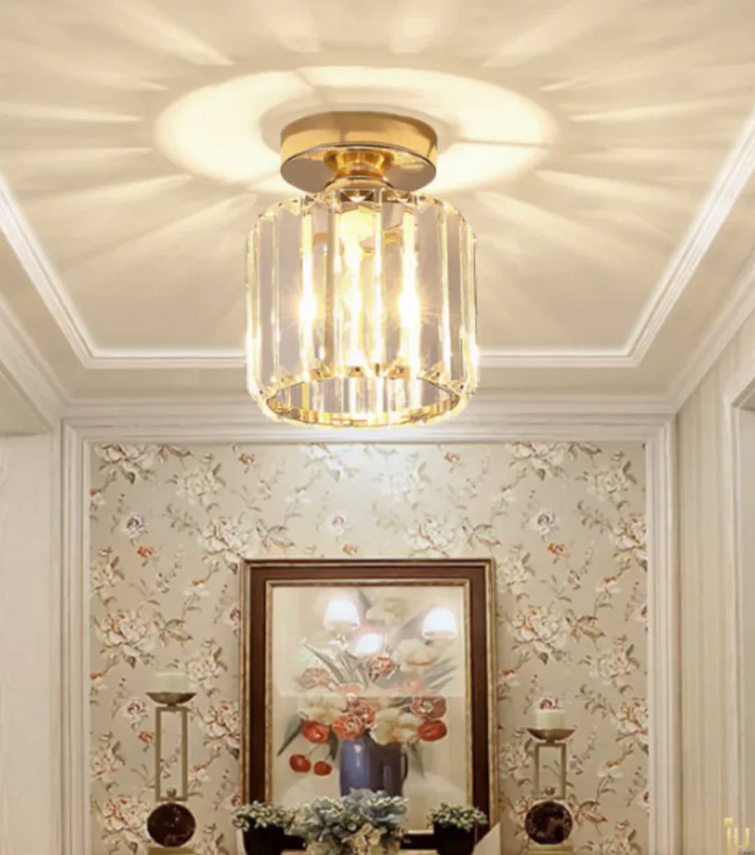 Lampa sufitowa z pryzmatami kryształowymi