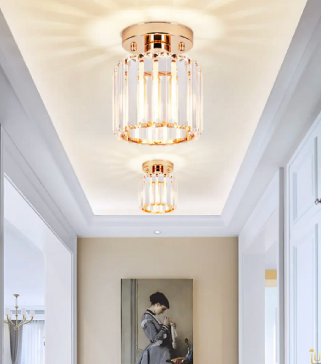 Lampa sufitowa z pryzmatami kryształowymi