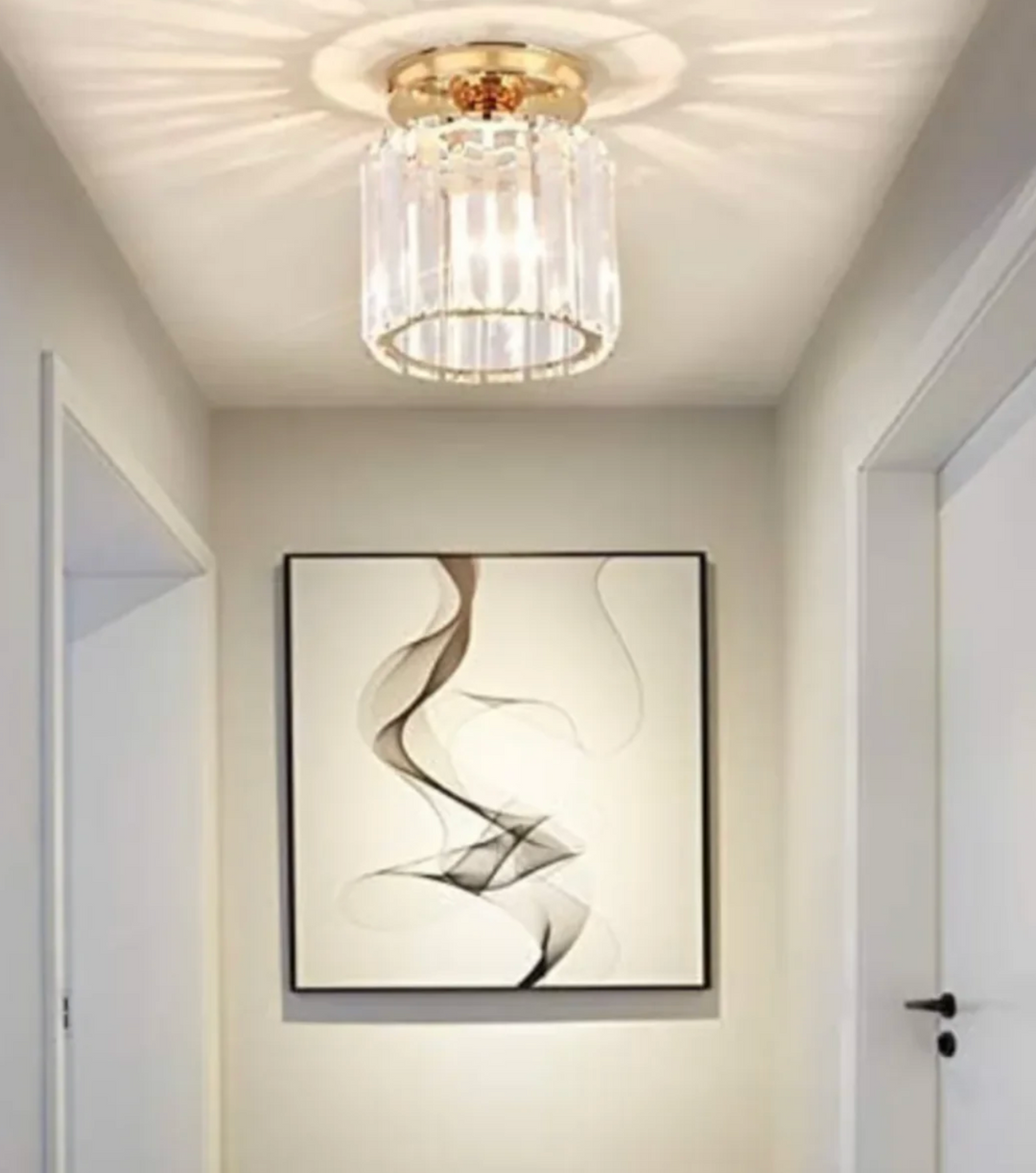 Lampa sufitowa z pryzmatami kryształowymi
