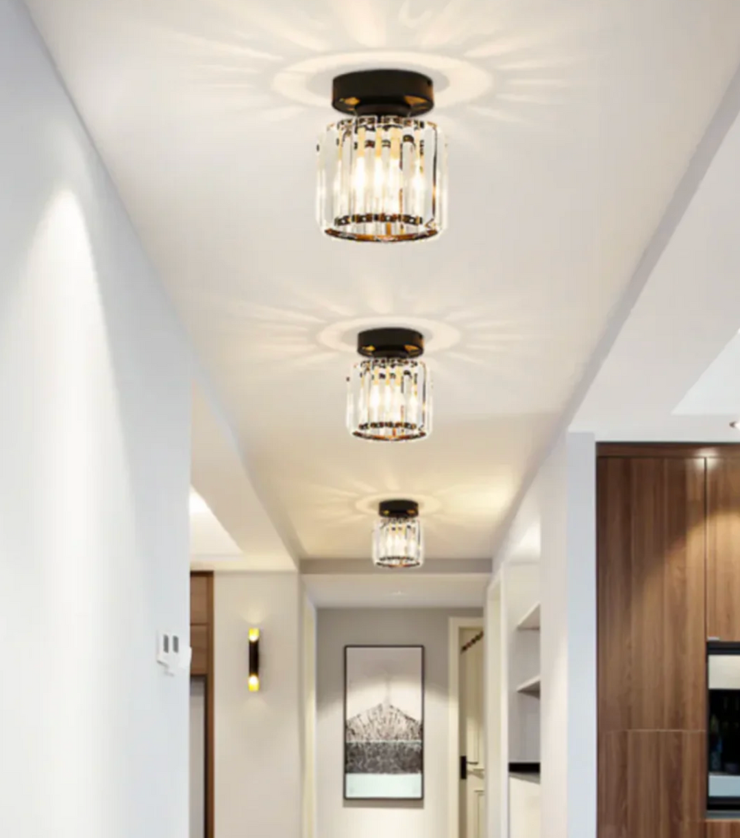 Lampa sufitowa z pryzmatami kryształowymi