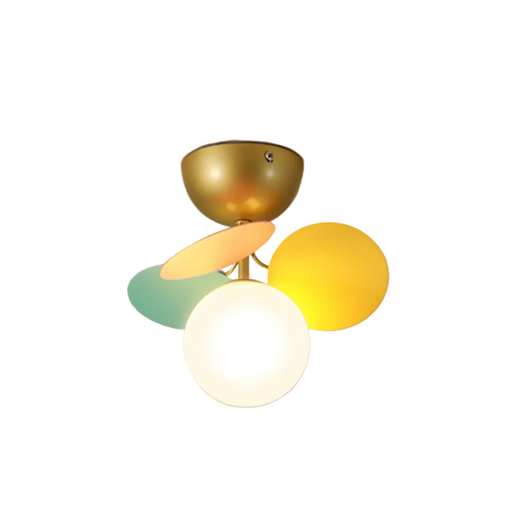 Lampa sufitowa z wieloma kulami i dyskami