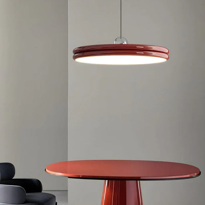 Lampa wisząca LED płaski klosz w kształcie dysku z lakierowanym wykończeniem