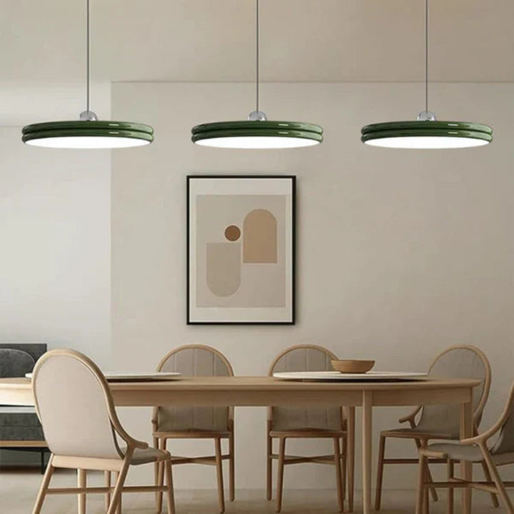 Lampa wisząca LED płaski klosz w kształcie dysku z lakierowanym wykończeniem