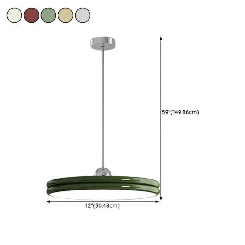 Lampa wisząca LED płaski klosz w kształcie dysku z lakierowanym wykończeniem