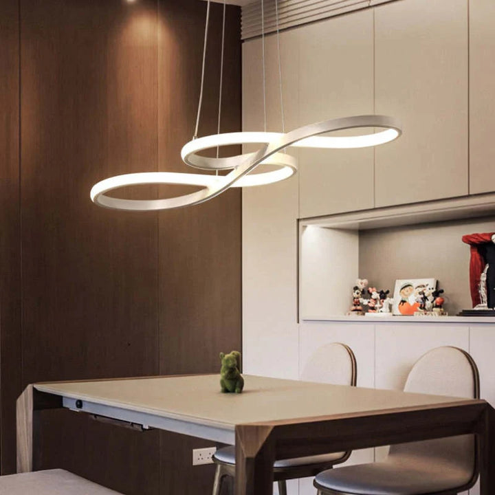 Lampa wisząca LED w kształcie klucza wiolinowego z ciągłą wstęgą światła