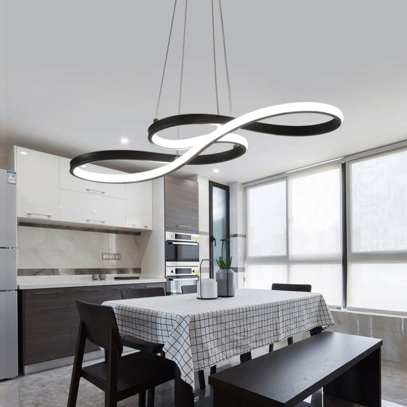 Lampa wisząca LED w kształcie klucza wiolinowego z ciągłą wstęgą światła