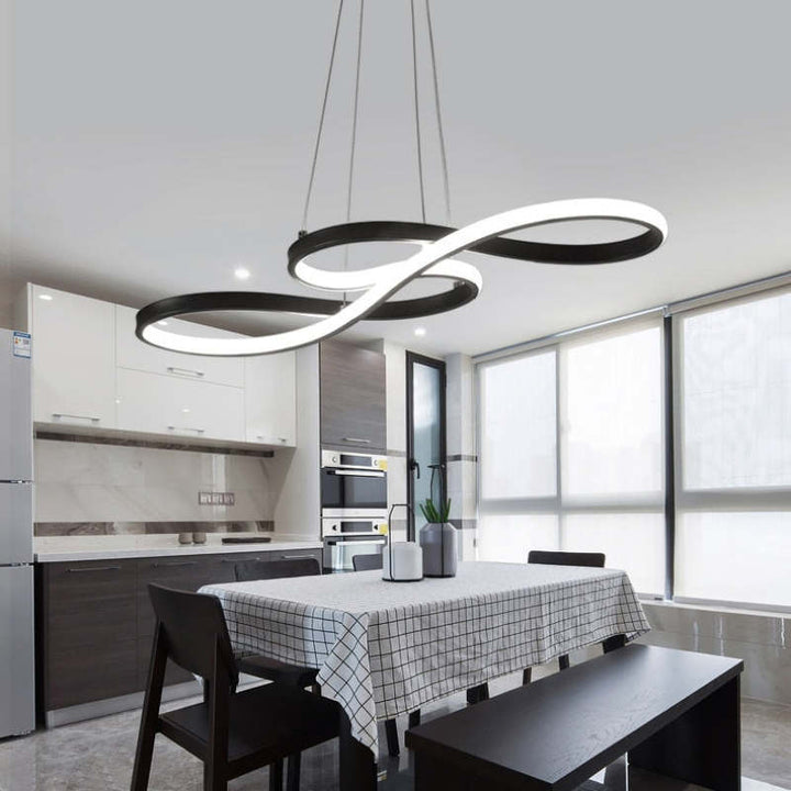 Lampa wisząca LED w kształcie klucza wiolinowego z ciągłą wstęgą światła
