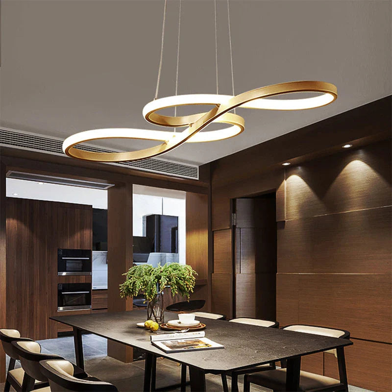 Lampa wisząca LED w kształcie klucza wiolinowego z ciągłą wstęgą światła