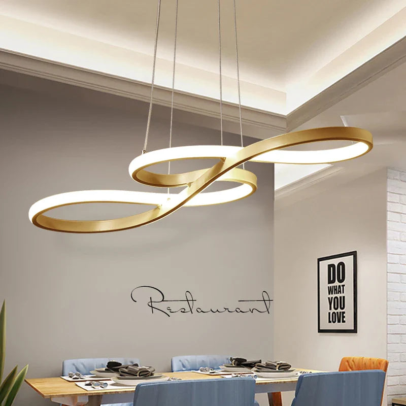 Lampa wisząca LED w kształcie klucza wiolinowego z ciągłą wstęgą światła