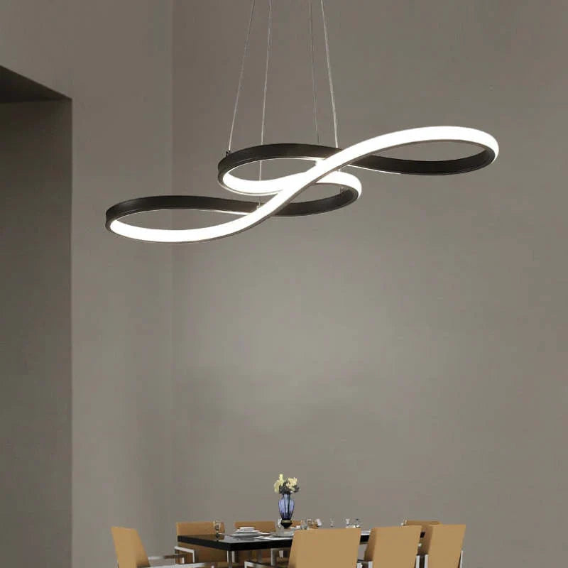 Lampa wisząca LED w kształcie klucza wiolinowego z ciągłą wstęgą światła