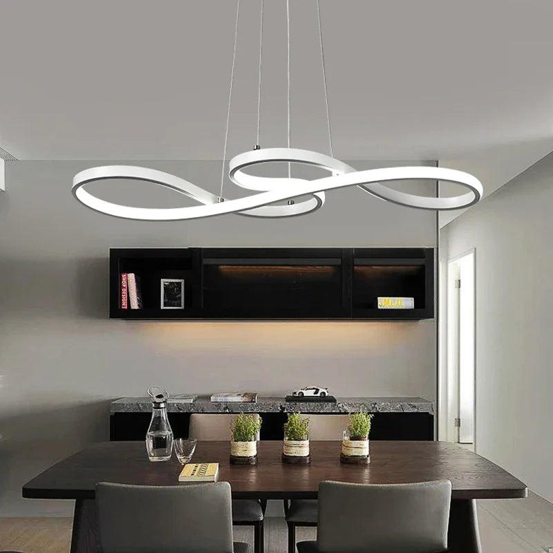 Lampa wisząca LED w kształcie klucza wiolinowego z ciągłą wstęgą światła