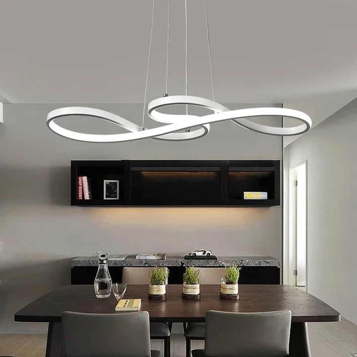 Lampa wisząca LED w kształcie klucza wiolinowego z ciągłą wstęgą światła