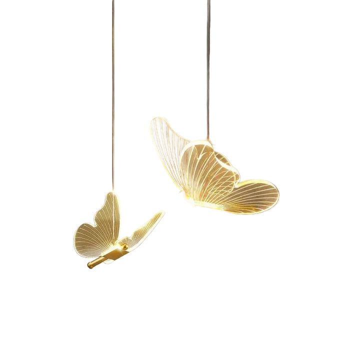 Lampa wisząca LED w kształcie motyla z liniowym źródłem światła i metalowym mocowaniem sufitowym