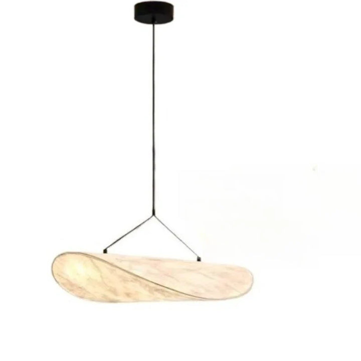 Lampa wisząca LED z długim łezkowatym panelem alabastrowym na trójkątnej ramie