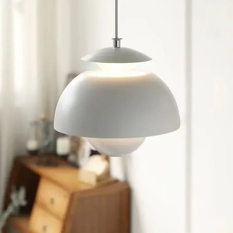 Lampa wisząca LED z dwiema półkulami w stylu doniczki
