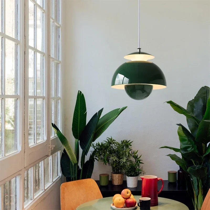 Lampa wisząca LED z dwiema półkulami w stylu doniczki