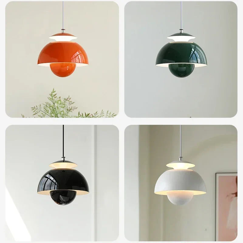 Lampa wisząca LED z dwiema półkulami w stylu doniczki
