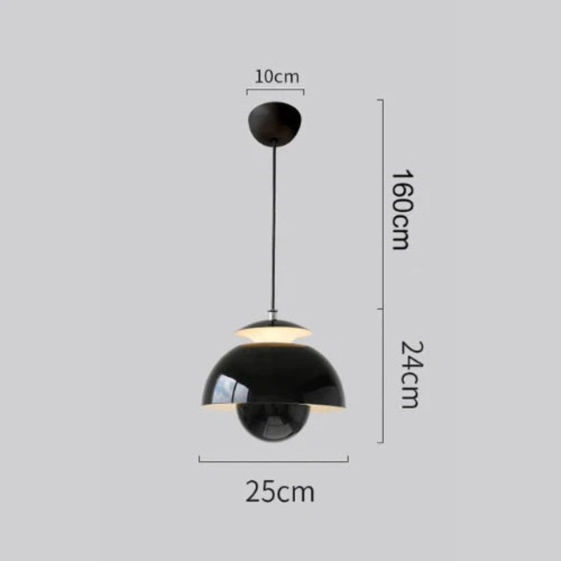 Lampa wisząca LED z dwiema półkulami w stylu doniczki