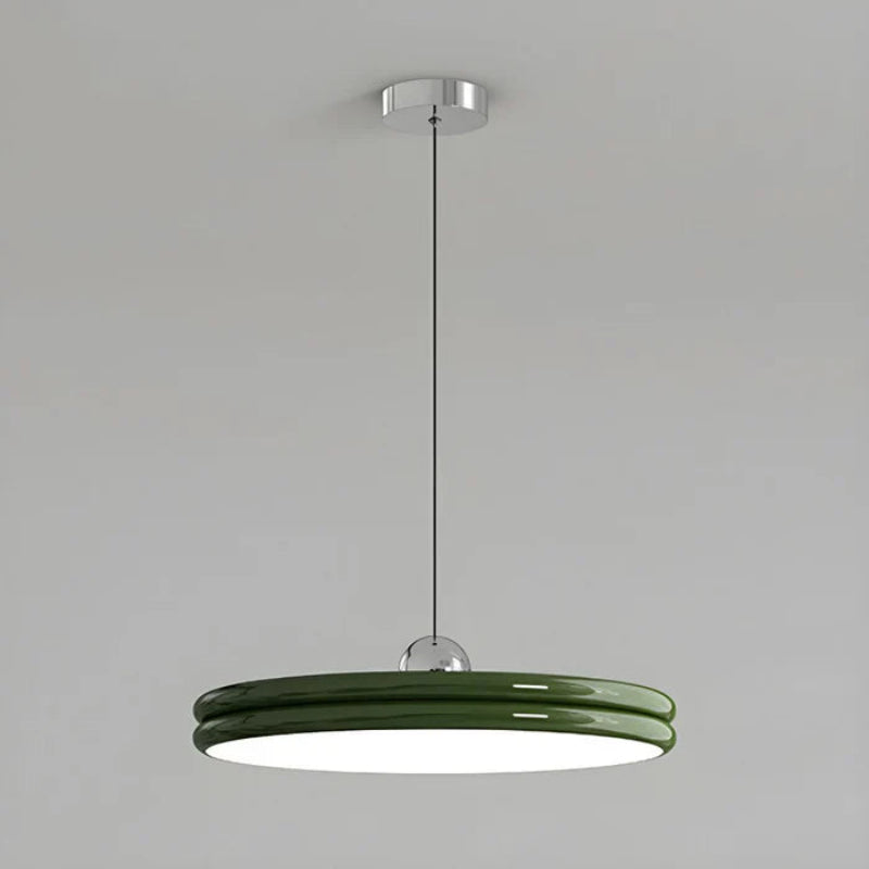 Lampa wisząca LED z dwuwarstwowym lakierowanym kloszem w kształcie dysku