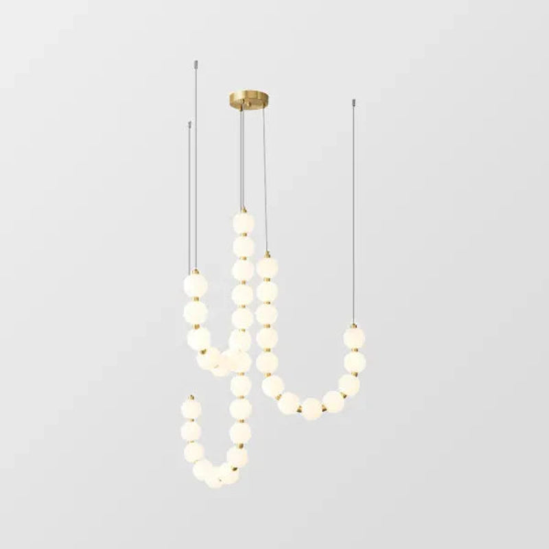 Lampa wisząca LED z kaskadowymi sznurami szklanych kul w stylu naszyjnika