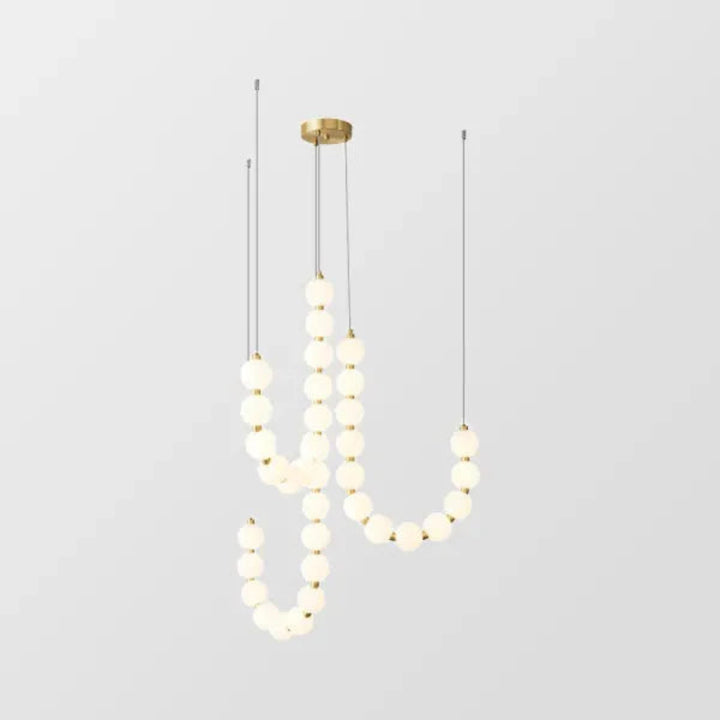 Lampa wisząca LED z kaskadowymi sznurami szklanych kul w stylu naszyjnika