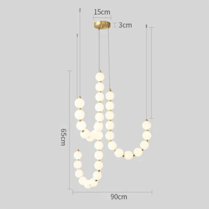 Lampa wisząca LED z kaskadowymi sznurami szklanych kul w stylu naszyjnika