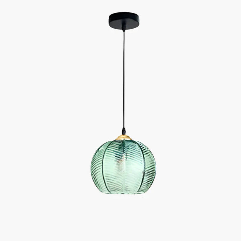 Lampa wisząca LED z kulistym szklanym kloszem i wytłoczonym wzorem liścia
