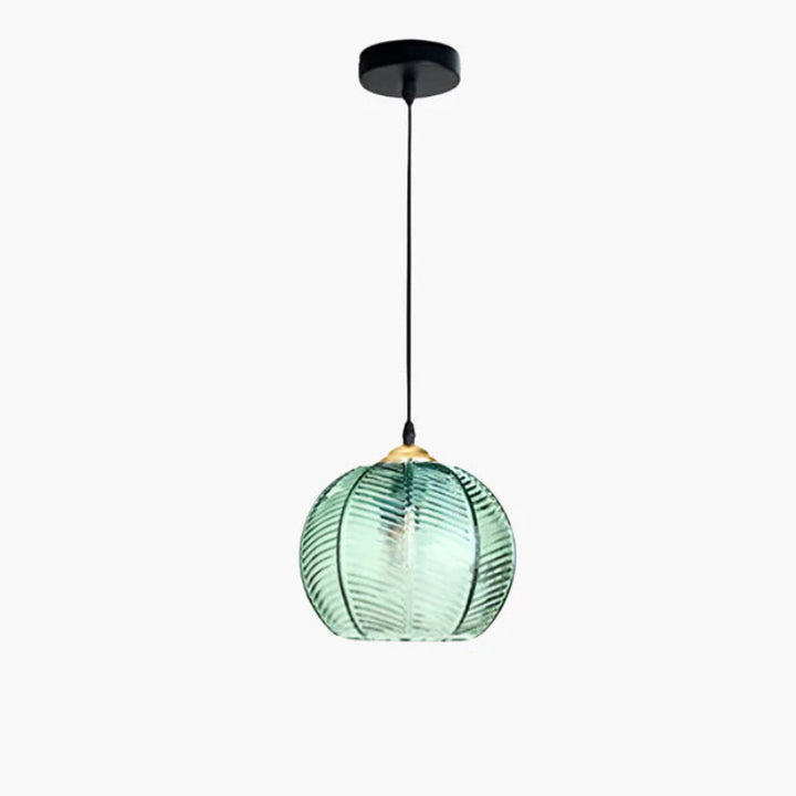 Lampa wisząca LED z kulistym szklanym kloszem i wytłoczonym wzorem liścia
