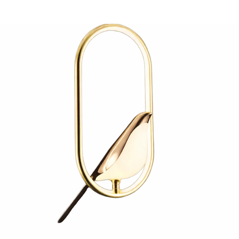 Lampa wisząca LED z obręczą i dekoracyjnym motywem ptaka