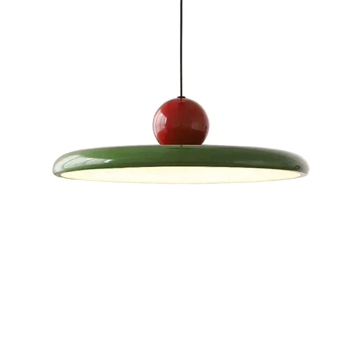 Lampa wisząca LED z płaskim kloszem i kulistym detalem