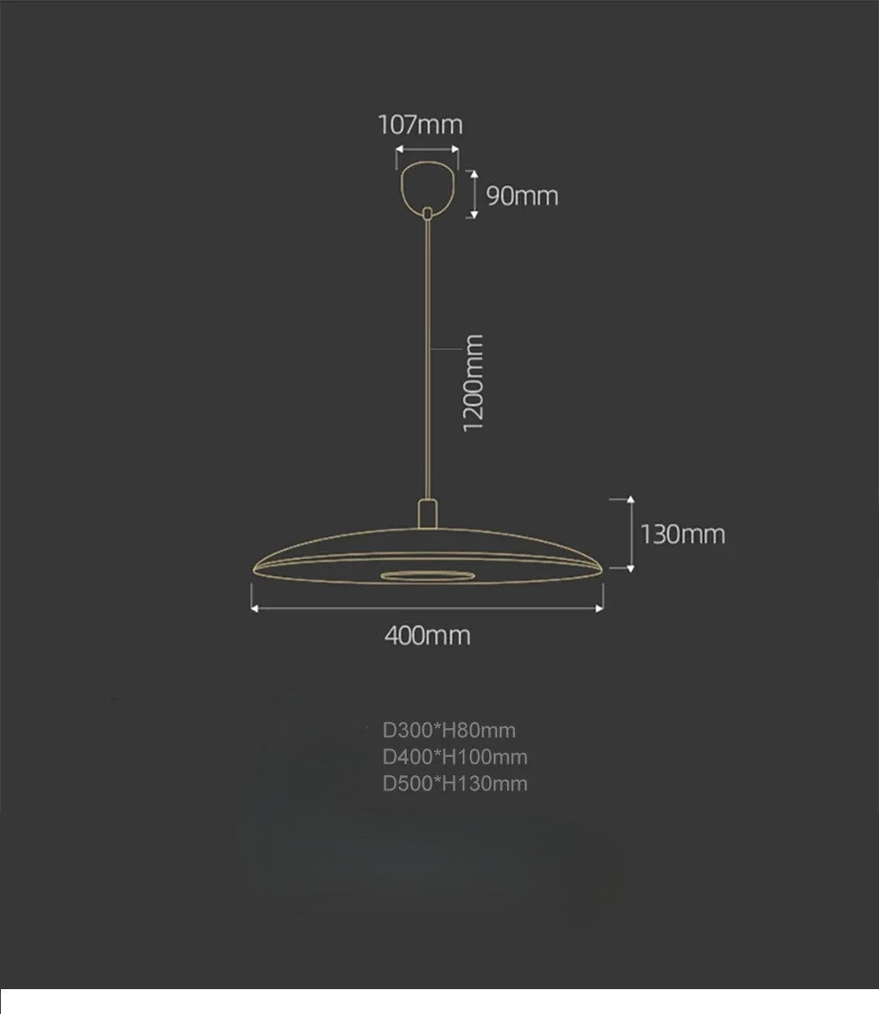 Lampa wisząca LED z płaskim metalowym kloszem w kształcie dysku