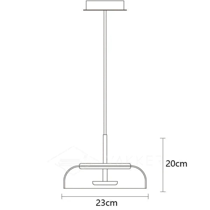 Lampa wisząca LED z płaskim szklanym kloszem przezroczysta kopuła na mosiężnym trzpieniu