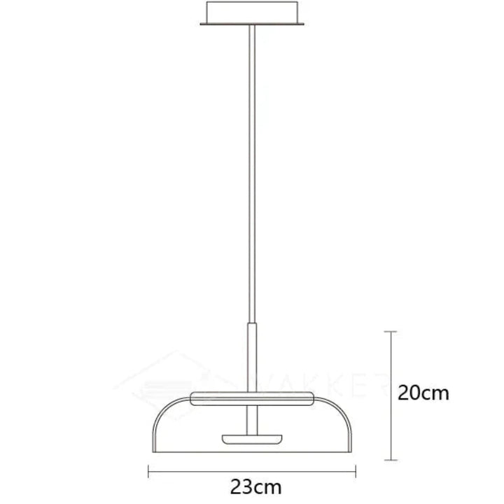 Lampa wisząca LED z płaskim szklanym kloszem przezroczysta kopuła na mosiężnym trzpieniu