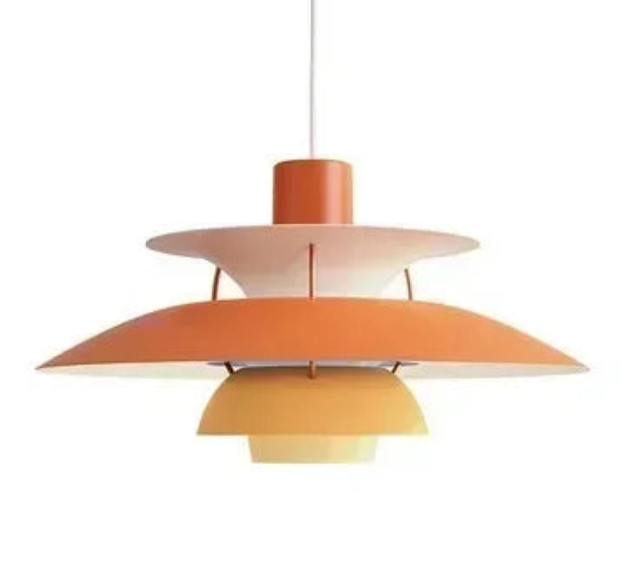 Lampa wisząca LED z pięciowarstwowym kaskadowym kloszem i kolorowym wewnętrznym reflektorem