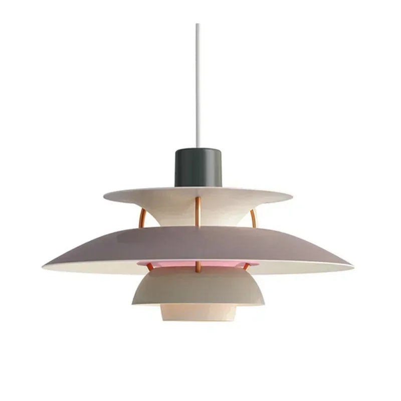 Lampa wisząca LED z pięciowarstwowym kaskadowym kloszem i kolorowym wewnętrznym reflektorem