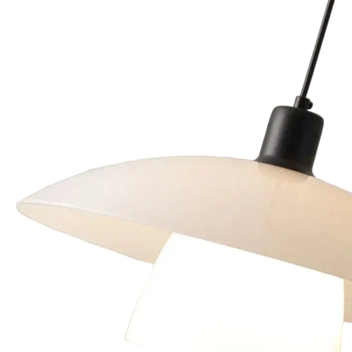Lampa wisząca LED z podwójnym kloszem płaski talerz z wewnętrznym cylindrem