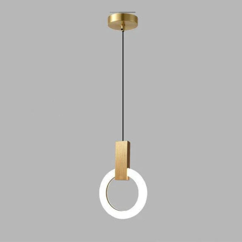Lampa wisząca LED z pojedynczym pierścieniem świetlnym i prostokątnym łącznikiem
