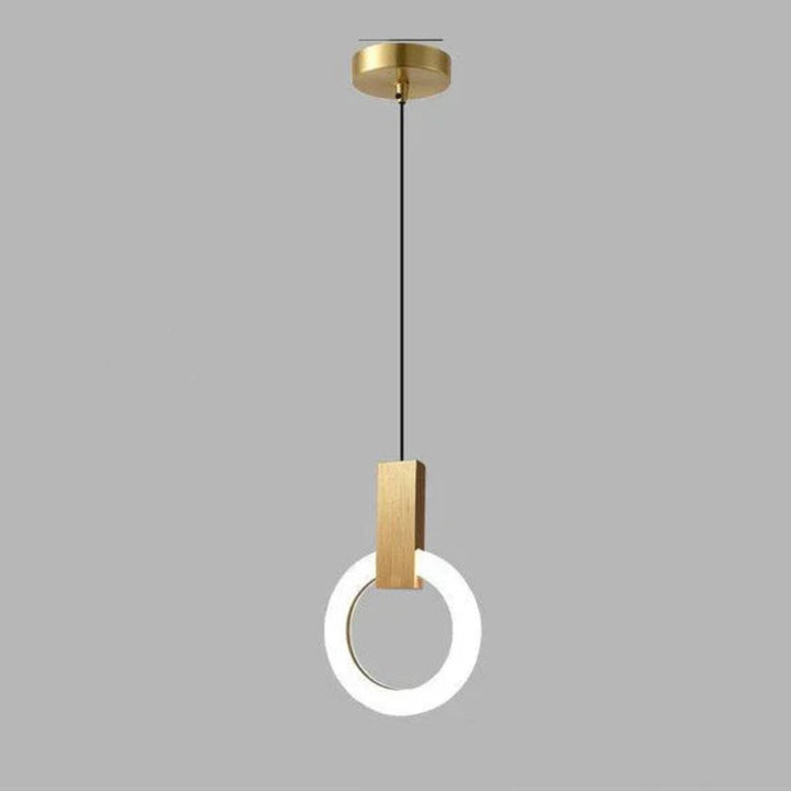 Lampa wisząca LED z pojedynczym pierścieniem świetlnym i prostokątnym łącznikiem