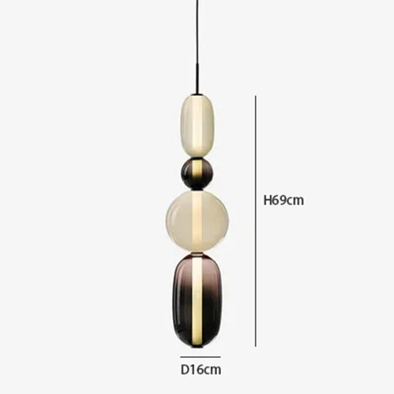 Lampa wisząca LED z rzeźbiarskimi elementami szklanymi