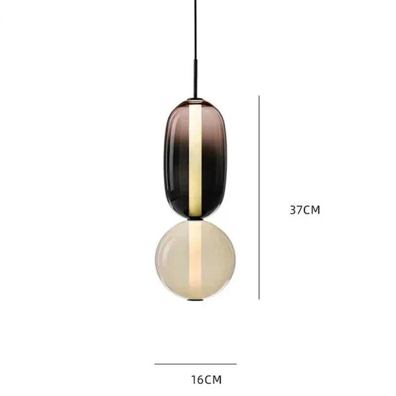 Lampa wisząca LED z rzeźbiarskimi elementami szklanymi