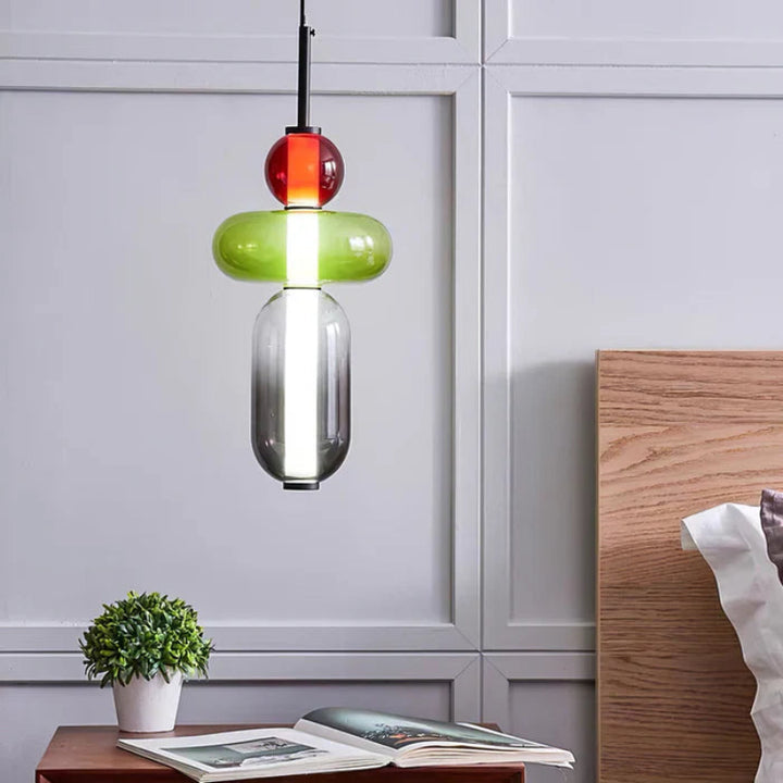 Lampa wisząca LED z rzeźbiarskimi elementami szklanymi