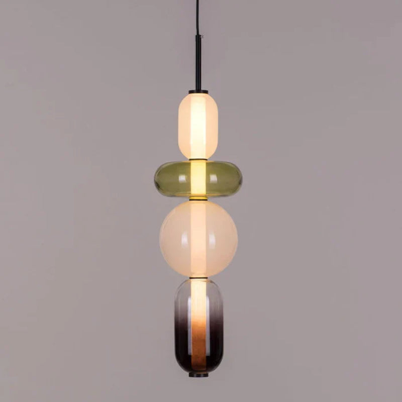 Lampa wisząca LED z rzeźbiarskimi elementami szklanymi