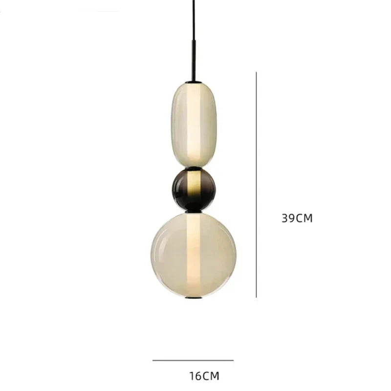 Lampa wisząca LED z rzeźbiarskimi elementami szklanymi